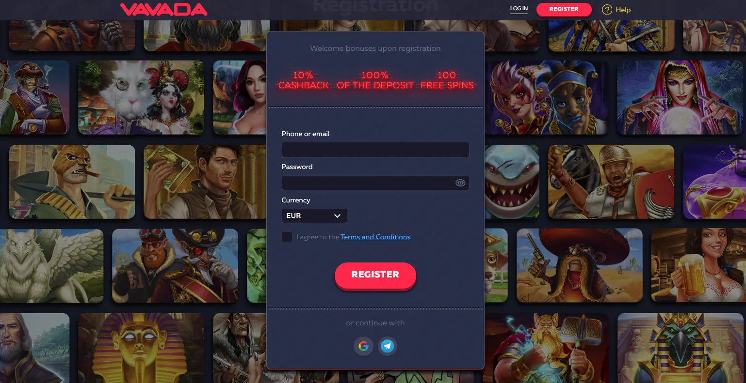 Registracija i prijava na Vavada